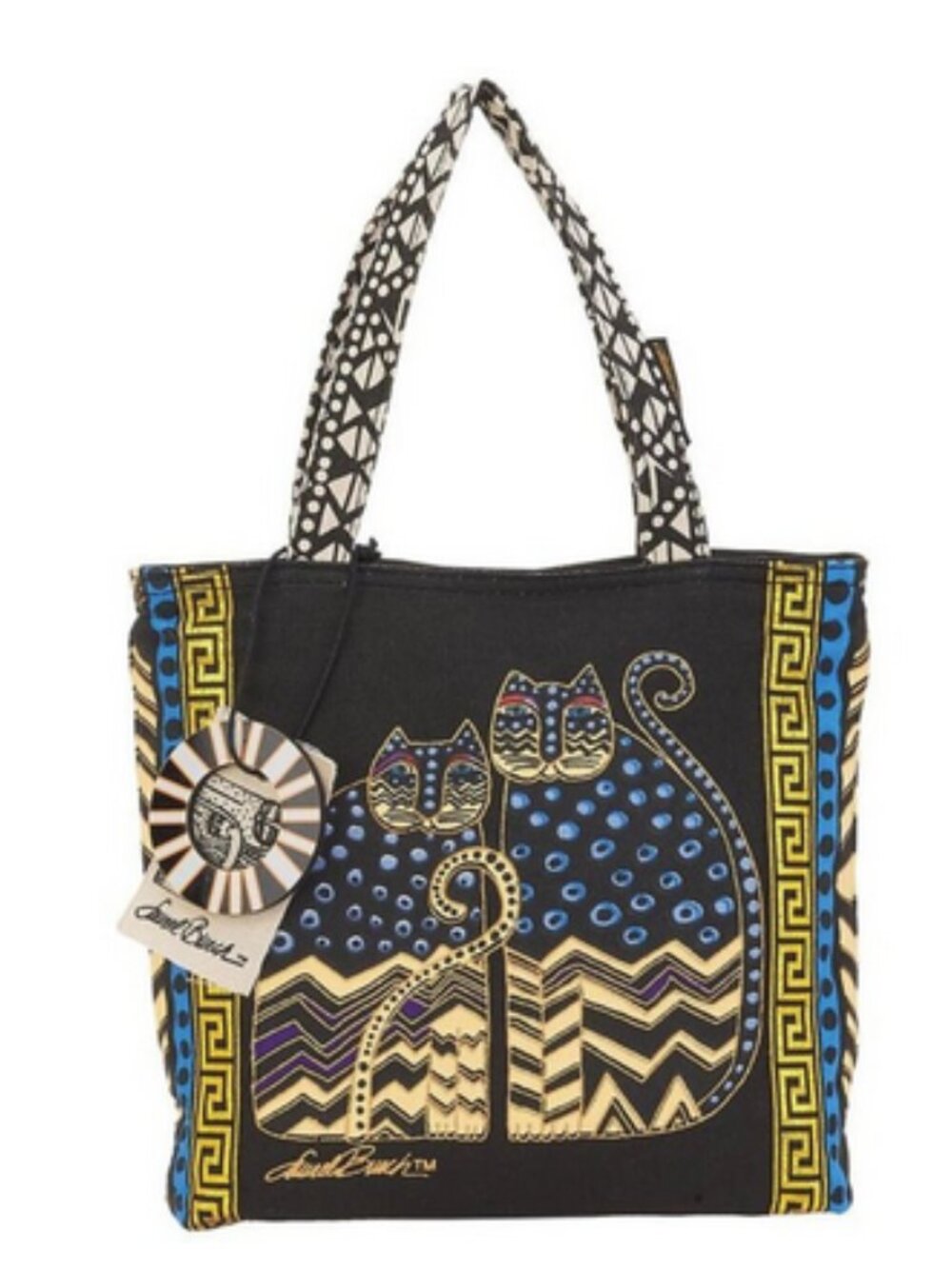 Laurel Burch Small Polka Dot Cat Gatos Tote Bag